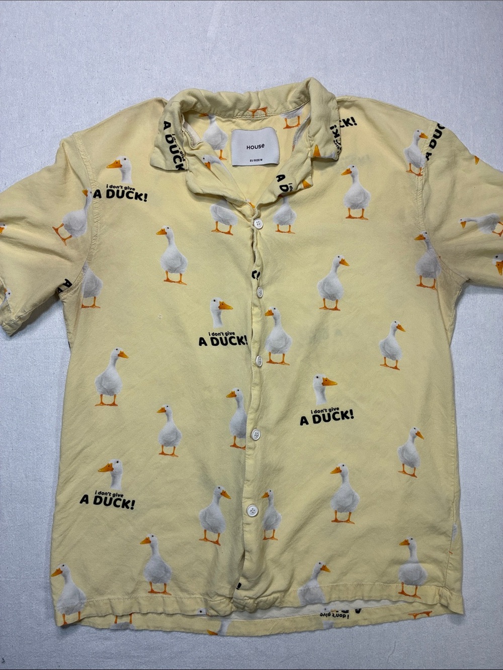 House Yellow Duck Print Button-Up Shirt